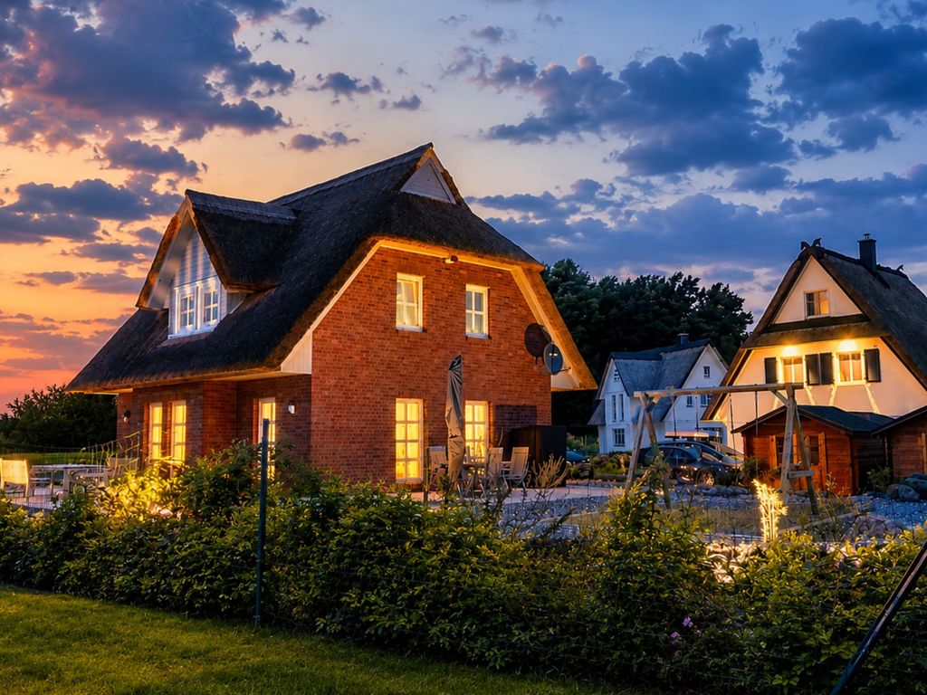 Hochwertig ausgestattetes Reetdachhaus mit Garten in idyllischer Ferienhaussiedlung