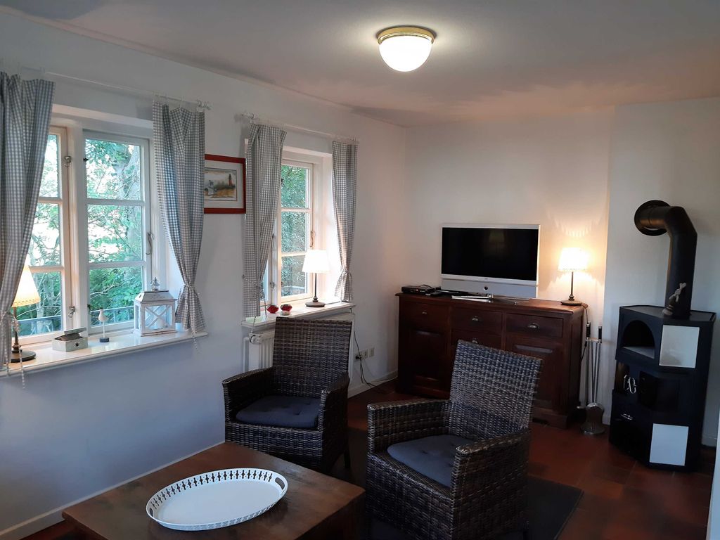 Kamin und TV im Wohnzimmer