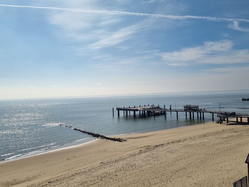 Blick auf den Strand und die Halligen