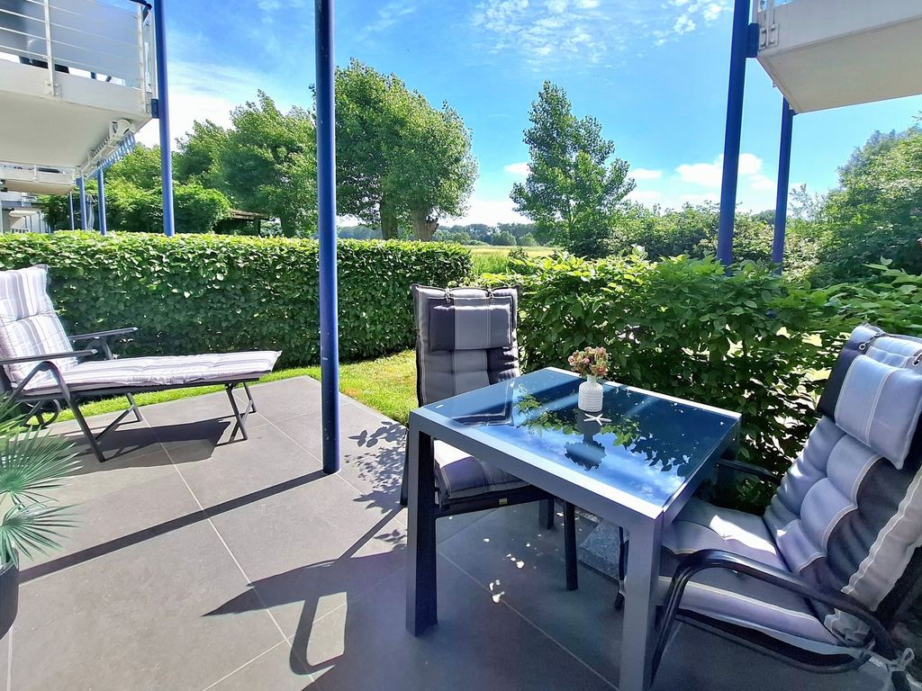 Haffblick Whg.21 - Blick auf die schöne geschützte Terrasse