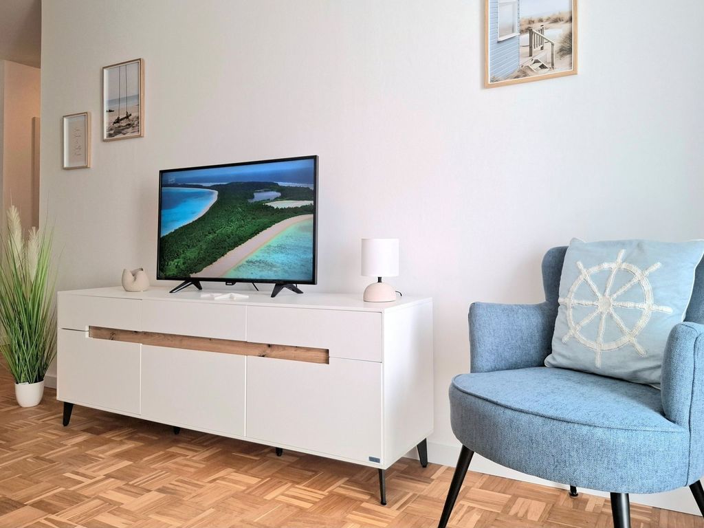 Haffblick Whg.21 - Blick vom Sofa auf den TV