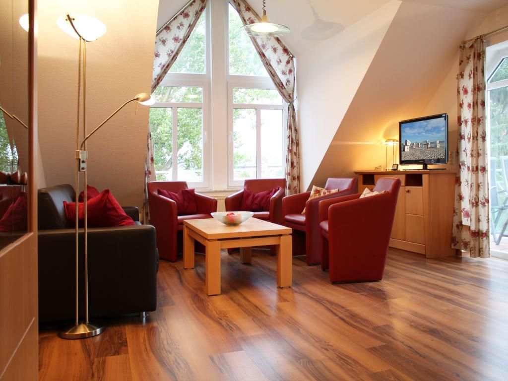 Haus am Teich, Whg. D22 - Blick auf den Wohnbereich