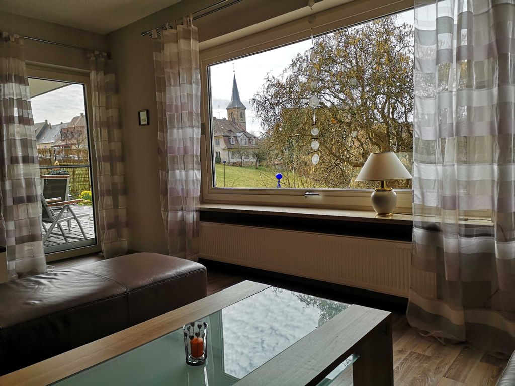 Blick auf Schloss und Kirche vom Wohnzimmer