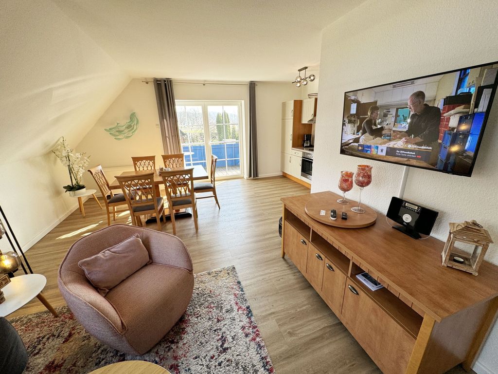 Blick in das Wohnzimmer der Ferienwohnung