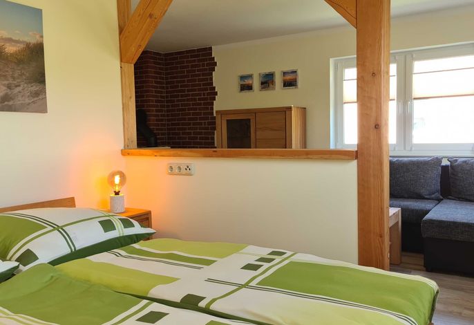 1-Raum-Gartenhaus (48m², 2+1 Personen)