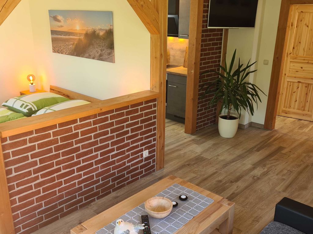 1-Raum-Ferienhaus mit offenem Wohn- und Schlafbereich