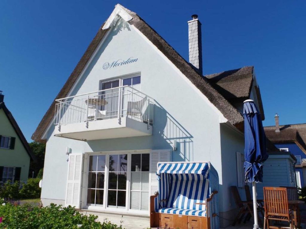 Ferienhaus Meridian Terrasse mit Strandkorb