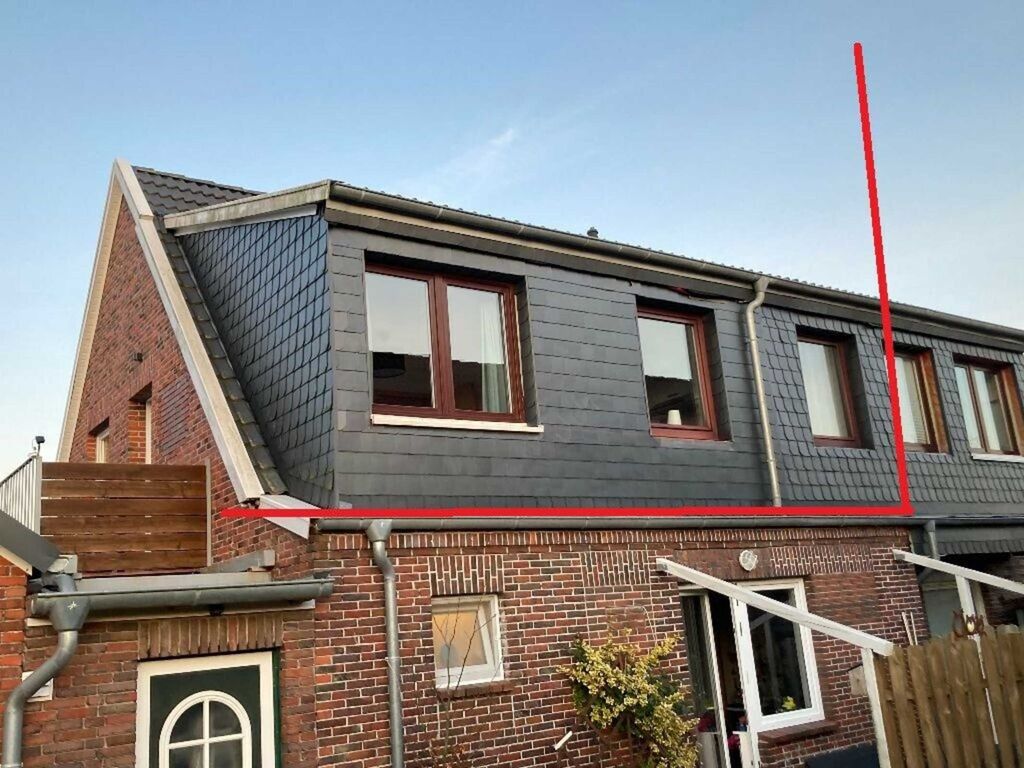 Hausansicht mit Markierung Ferienwohnung