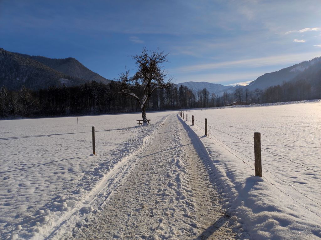Direkt vor der Haustüre bei Sonnenschein spazieren gehen