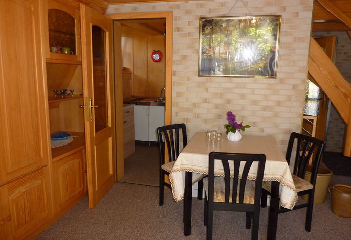 Ferienhaus am Fließ, SZ im OG, WZ, Küche, DU/WC, Terrasse