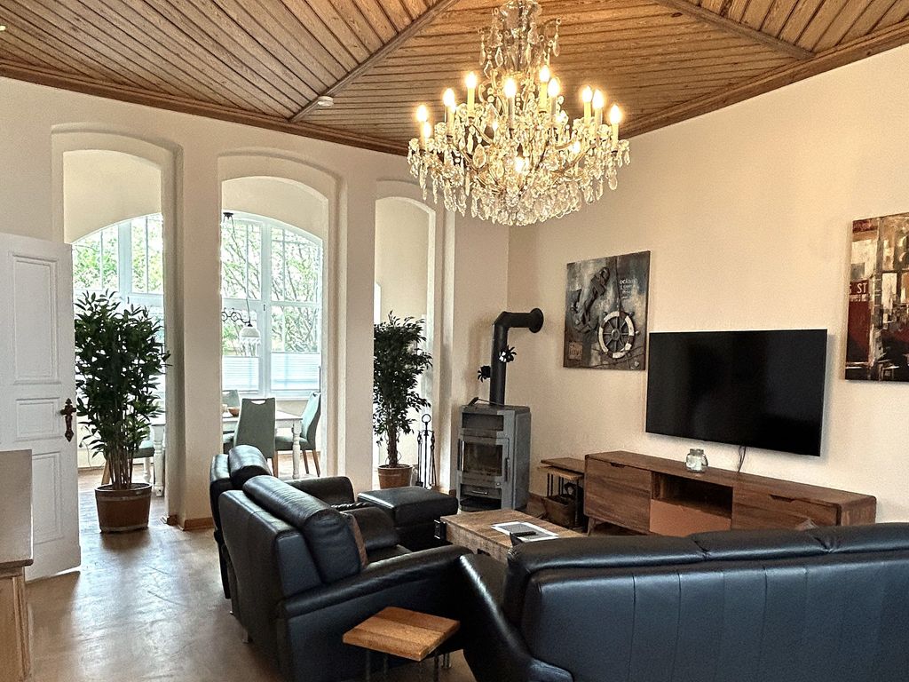 Sitzecke mit Kamin im Wohnzimmer