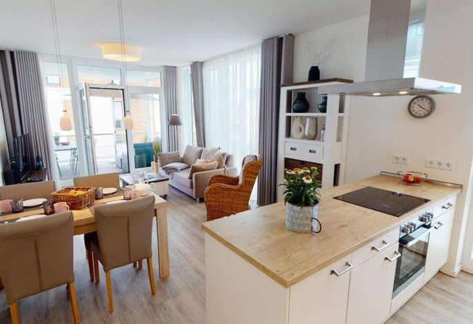 Moderne 76 m² Fewo, Balkon, Meerblick, 2 Sz, bis 4 P.