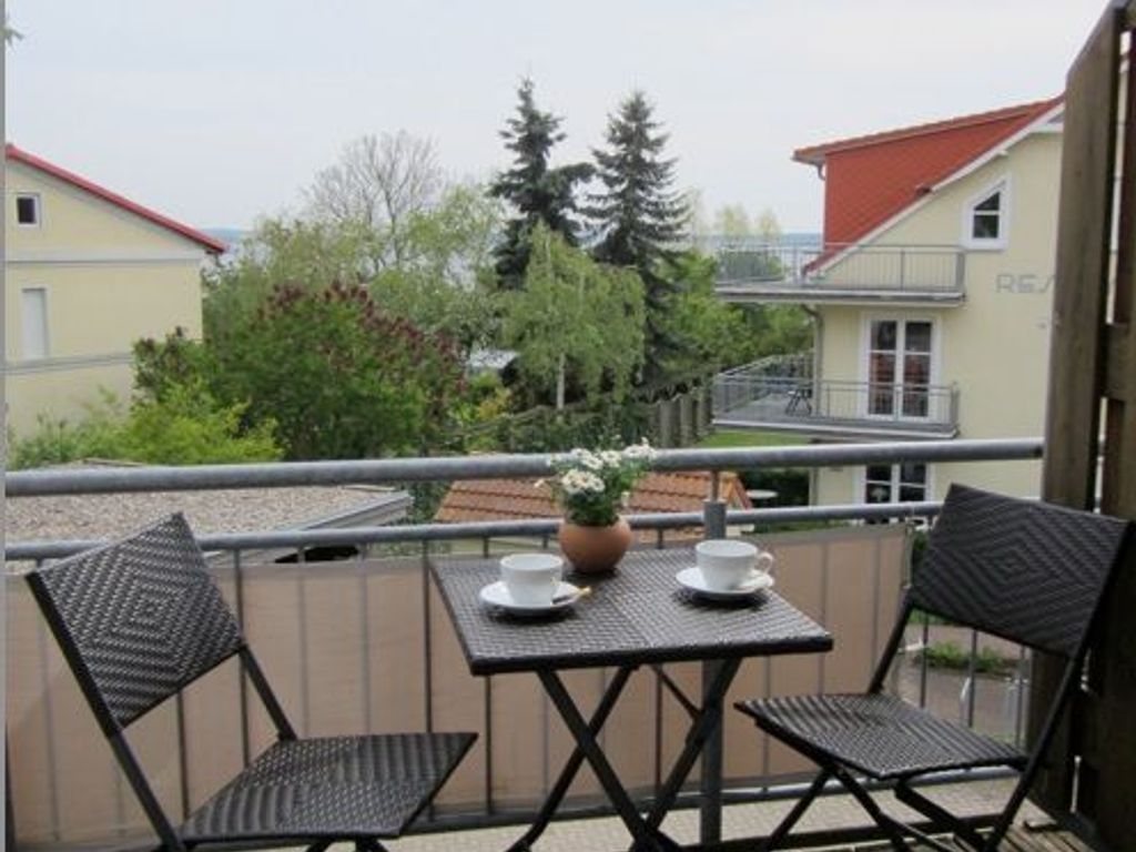 Balkon, Blick auf Salzhaff