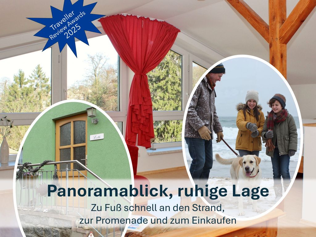 Panoramablick, ruhige Lage: Zu Fuß schnell an den Strand, zur Promenade und zum Einkaufen