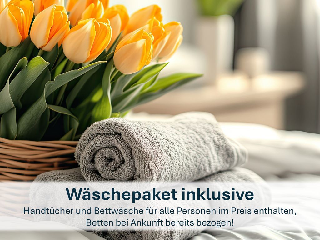 Handtücher und Bettwäsche sind für alle Personen inklusive.