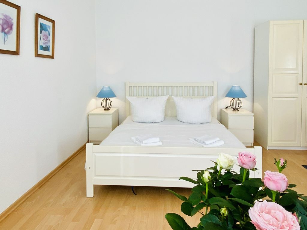 Doppelbett der Ferienwohnung Hiddensee