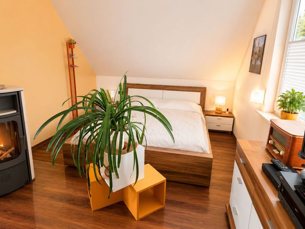 Schlafbereich mit Doppelbett