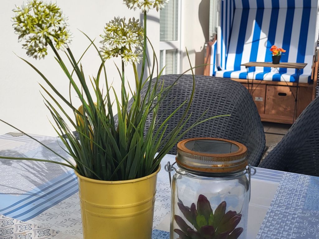 Ferienwohnung Maris -Terrasse und Strandkorb
