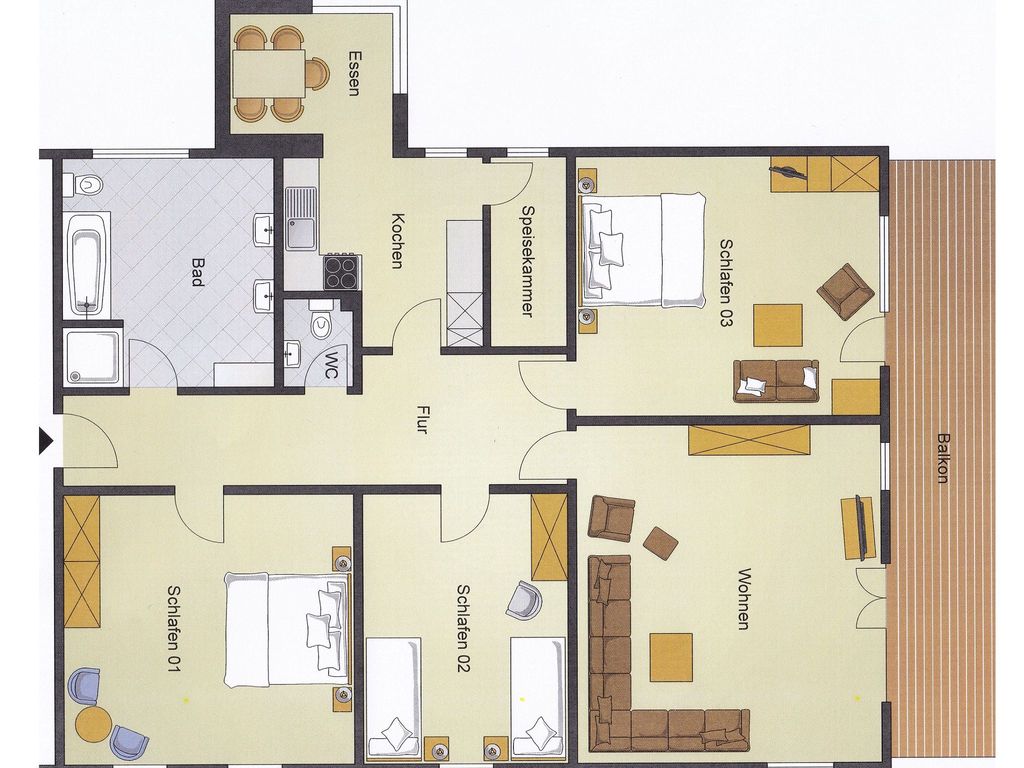 Grundriss vom Appartement 1
