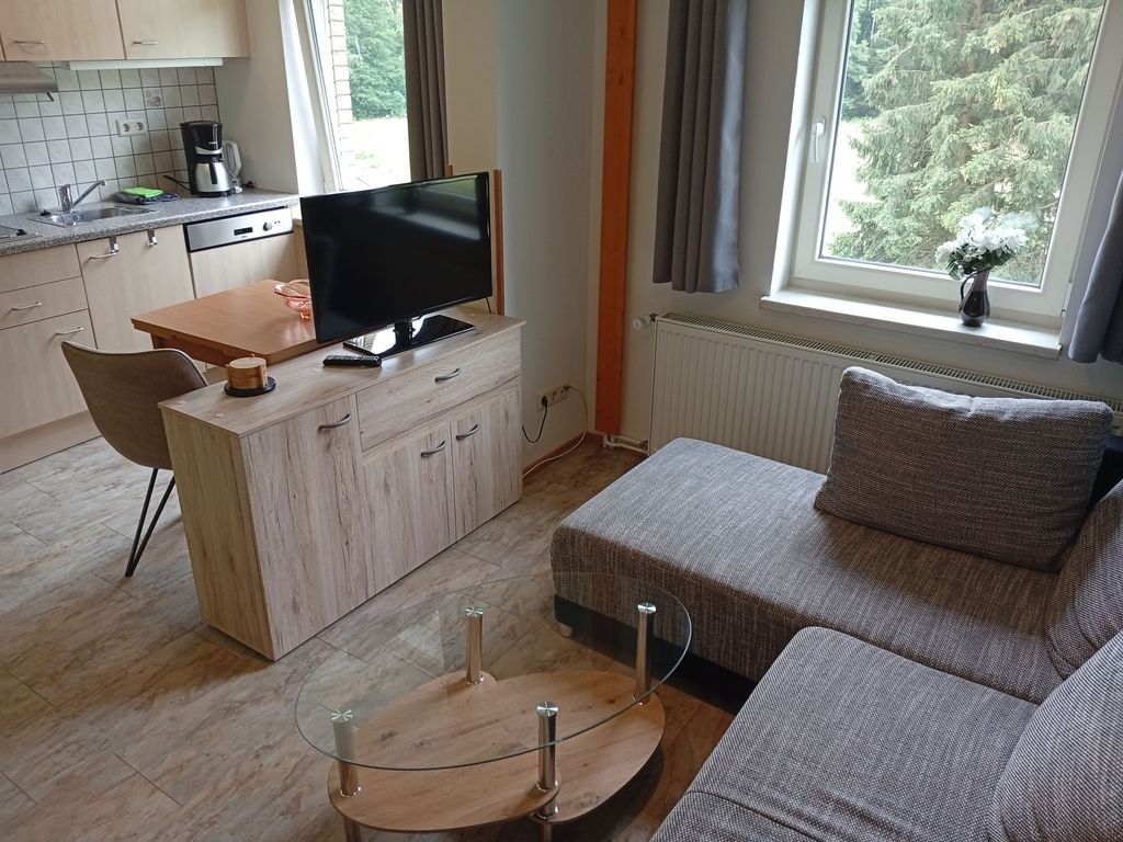 offenes Wohnzimmer mit TV