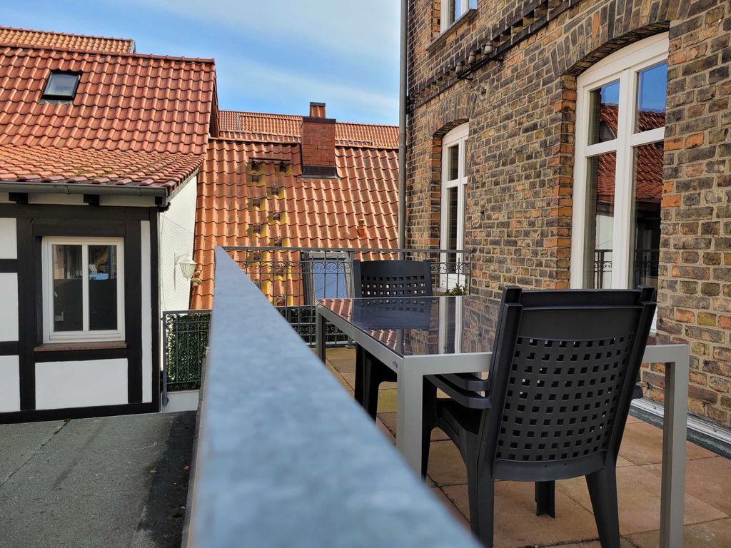 Balkon in einem typischen Stralsunder Innenhof