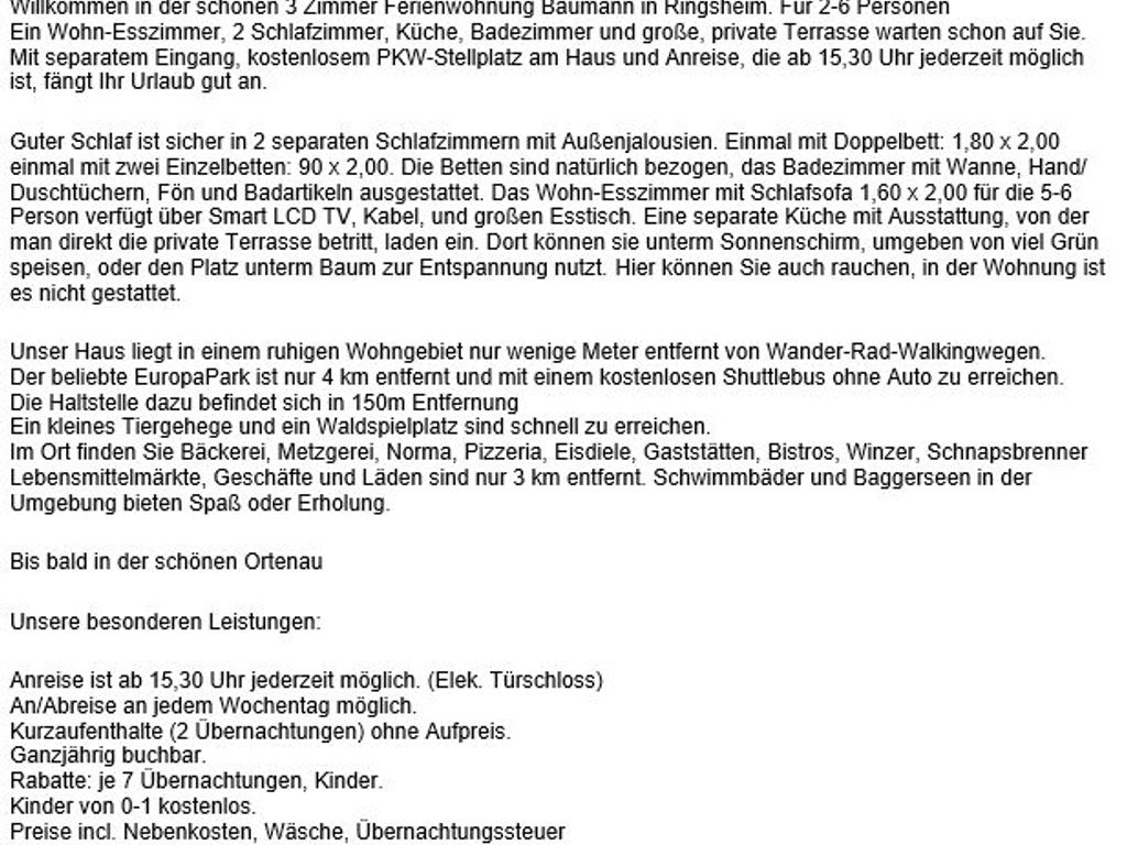 Ferienwohnung Baumann für 2-6 Pers., nahe EuropaPark