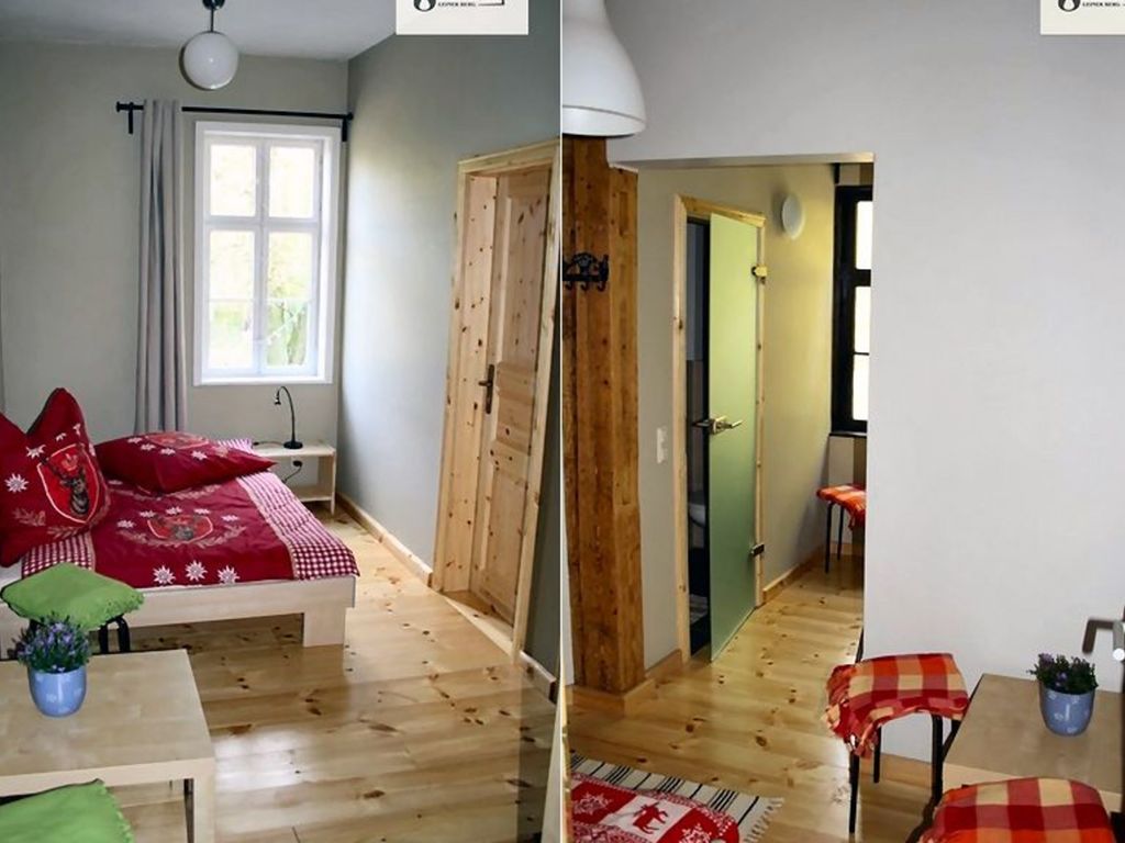 Pension Forsthaus Leiner Berg, Gartenreich Dessau-Woerlitz, Winter - Zimmer 4 (links), Herbst - Zimmer 3 (rechts)