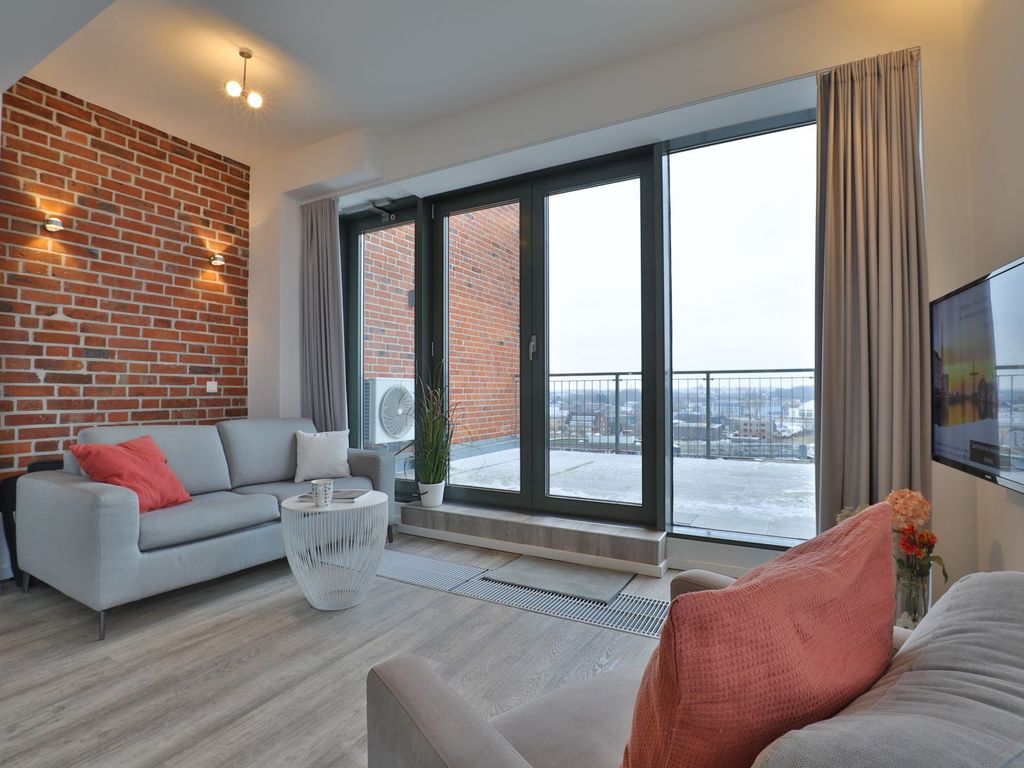 Ohlerich Speicher App.45 - offener Wohnbereich mit Terrassenzugang