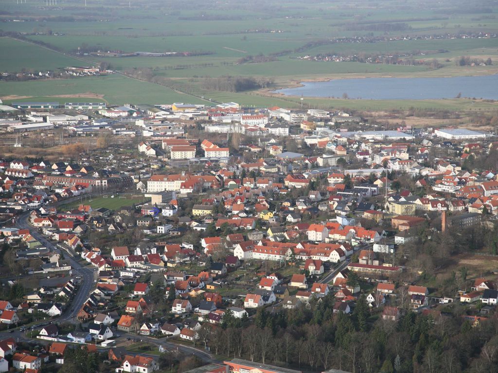 Luftbild von Bergen, wo der kleine Pfeil ist, ist die Ferienwohnung.