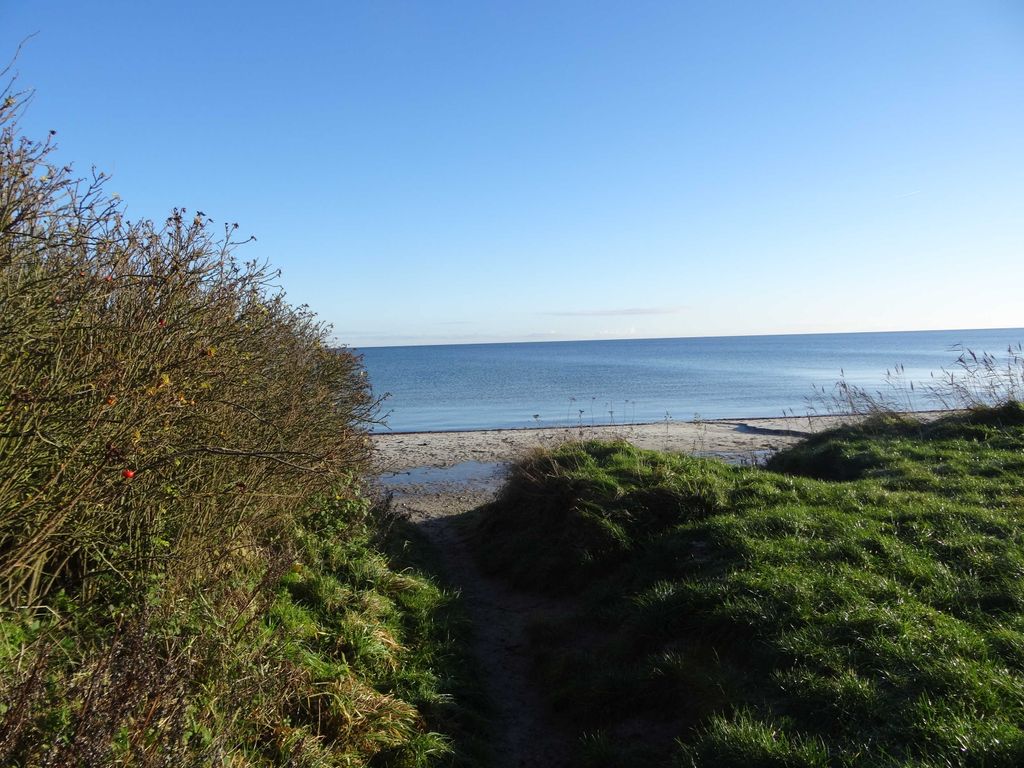 Strand, Wiesen und Ostsee im Dezember