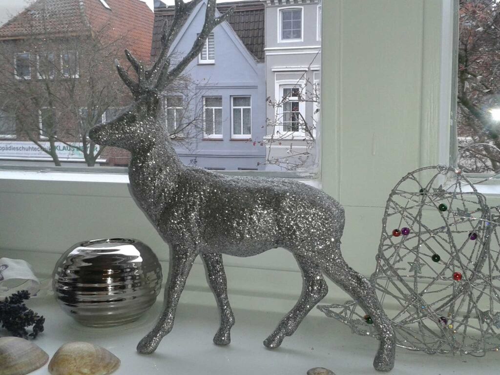 Der Blick aus dem Fenster im Wohnzimmer - direkt auf das Fleth .